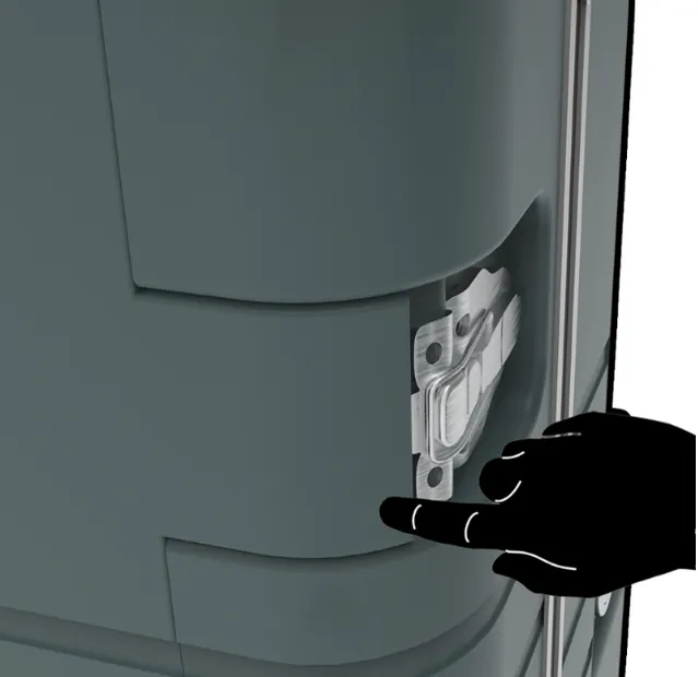 Metal kilidin çubuğunu çeken el; yakın render.